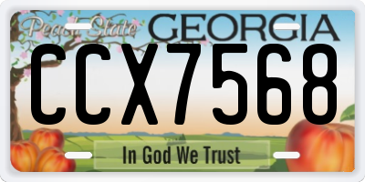 GA license plate CCX7568