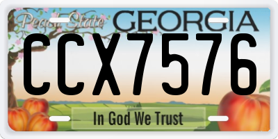 GA license plate CCX7576