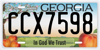 GA license plate CCX7598