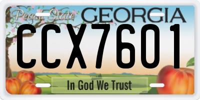 GA license plate CCX7601