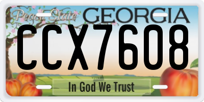GA license plate CCX7608