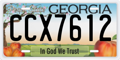 GA license plate CCX7612