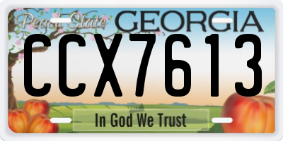 GA license plate CCX7613
