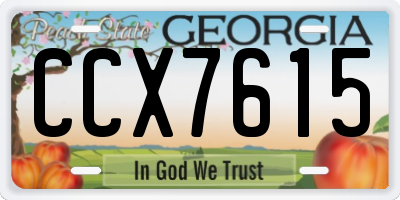 GA license plate CCX7615