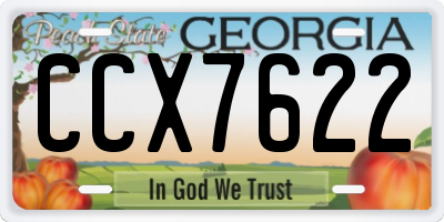 GA license plate CCX7622