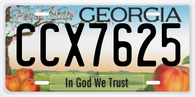 GA license plate CCX7625