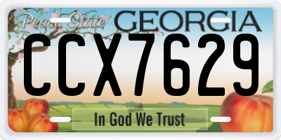 GA license plate CCX7629
