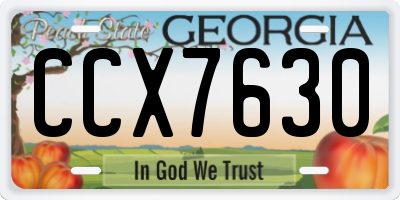 GA license plate CCX7630