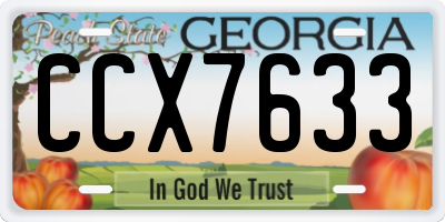 GA license plate CCX7633