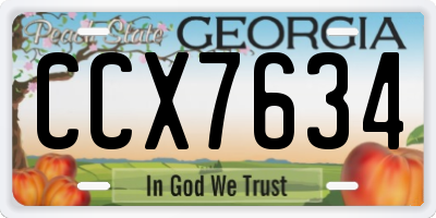 GA license plate CCX7634