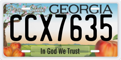 GA license plate CCX7635
