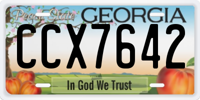 GA license plate CCX7642