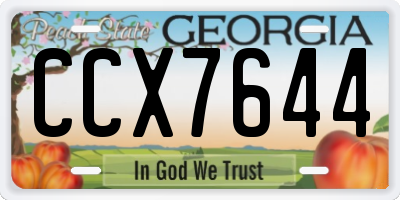 GA license plate CCX7644
