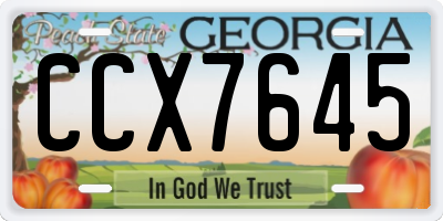 GA license plate CCX7645