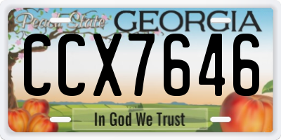 GA license plate CCX7646
