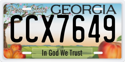 GA license plate CCX7649