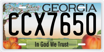 GA license plate CCX7650