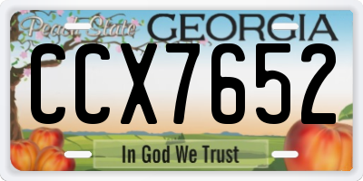 GA license plate CCX7652
