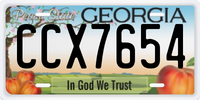 GA license plate CCX7654