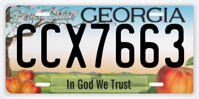 GA license plate CCX7663