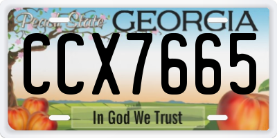 GA license plate CCX7665