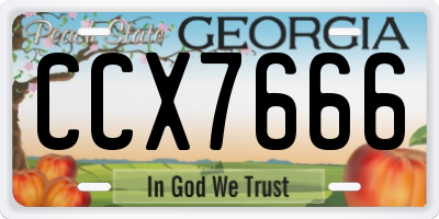 GA license plate CCX7666