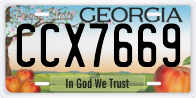 GA license plate CCX7669