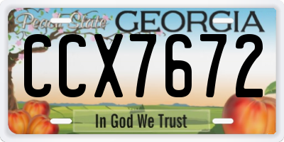 GA license plate CCX7672