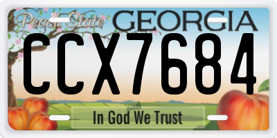 GA license plate CCX7684