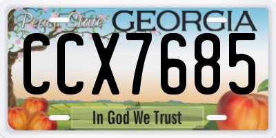 GA license plate CCX7685