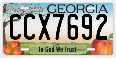 GA license plate CCX7692