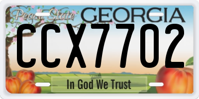 GA license plate CCX7702