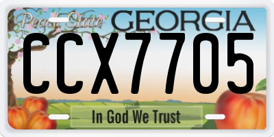 GA license plate CCX7705