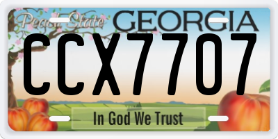 GA license plate CCX7707