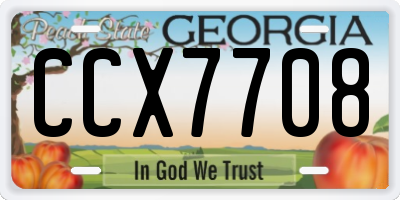 GA license plate CCX7708