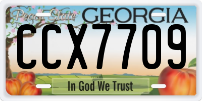 GA license plate CCX7709