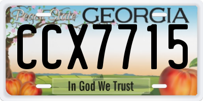 GA license plate CCX7715