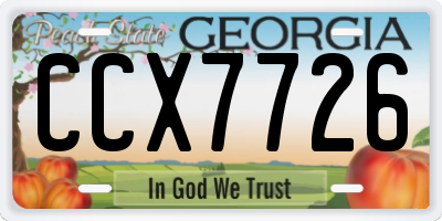 GA license plate CCX7726