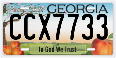 GA license plate CCX7733