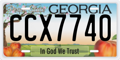 GA license plate CCX7740