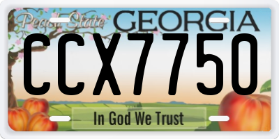 GA license plate CCX7750