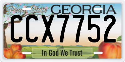 GA license plate CCX7752