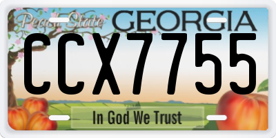 GA license plate CCX7755