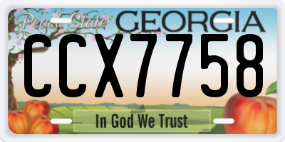 GA license plate CCX7758