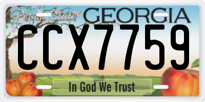GA license plate CCX7759