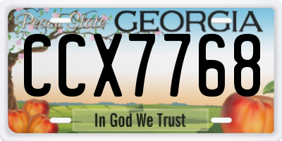 GA license plate CCX7768