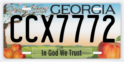 GA license plate CCX7772