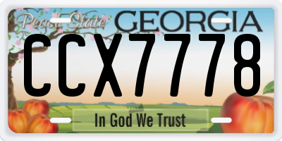 GA license plate CCX7778