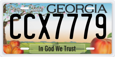 GA license plate CCX7779
