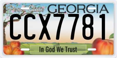 GA license plate CCX7781